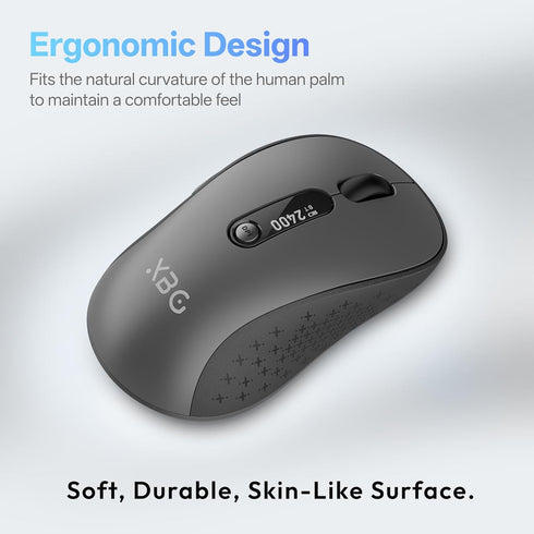 XBG B15pro 5.0/4.0 2.4G Wireless Bluetooth Mouse, Bluetooth & Tri-Mode, Type-C Rechargeable with LED Screen Display