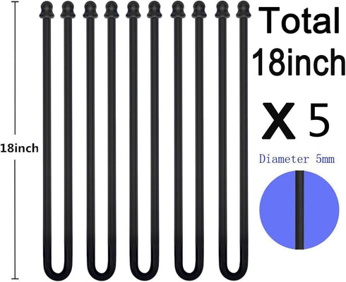 5Pcs 18in Silicone Cable Tie, Reusable Cord Organizer for Bundling Earphone, Computer Cords, Dia 5mm