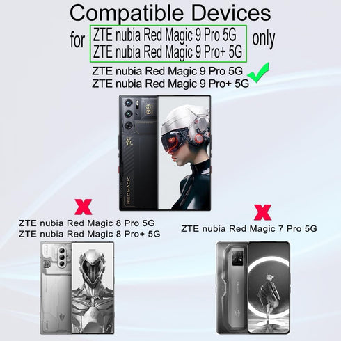 Ibywind 2 Pack Screen Protector For ZTE nubia Red Magic 9 Pro/9 Pro+ 5G 6.8",9H Hardness Tempered Glass,With 1Pc Camera Lens Protector,1Pc Back Carbon Fiber Film