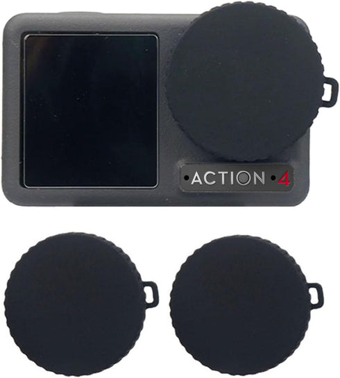 2PCS Silicone Protective Lens Guards Cap - Dust-Proof Protector Lid Cover for DJI OSMO Action 4/3 Sports Camera