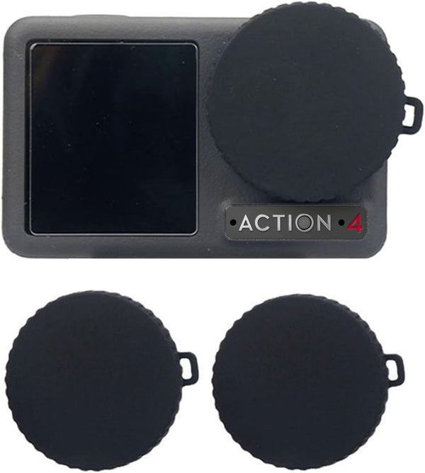 2PCS Silicone Protective Lens Guards Cap - Dust-Proof Protector Lid Cover for DJI OSMO Action 4/3 Sports Camera