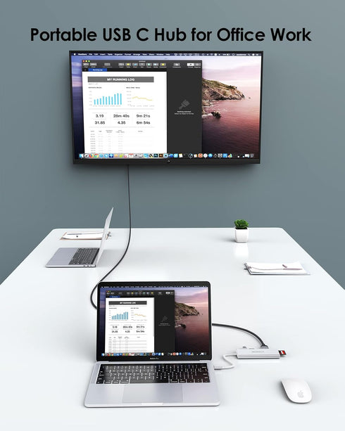 LENTION USB C Hub with 4K HDMI, 3 USB 3.0, SD/Micro SD Card Reader, Compatible with 2023-2016 MacBook Pro, Air,
