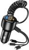 66W High-Speed Car Charger, 5-Port Fast Charging Hub with PD & QC3.0, Universal Compatibility for iPhone, Samsung, Pixel