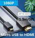 Micro USB to HDMI Converter, 4K 1080P HDMI Extender Cable 1.5M/ 5ft Adapter, Copy and Expand Videos Pictures from Mobile Phone or Tablet to HDTV Monitor Projector