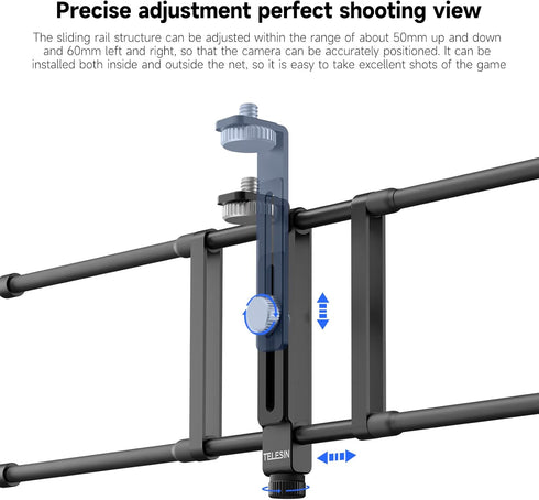 TELESIN Fence Mount with Flexible Clamp Arm for Phones, GoPro 13, DJI Action 5 Pro, Live Streaming Accessories