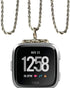 Stainless Steel Chain Necklace Smartwatch Band Compatible with Fitbit Versa 1/2/Lite, Polished Silver Metal Twisted