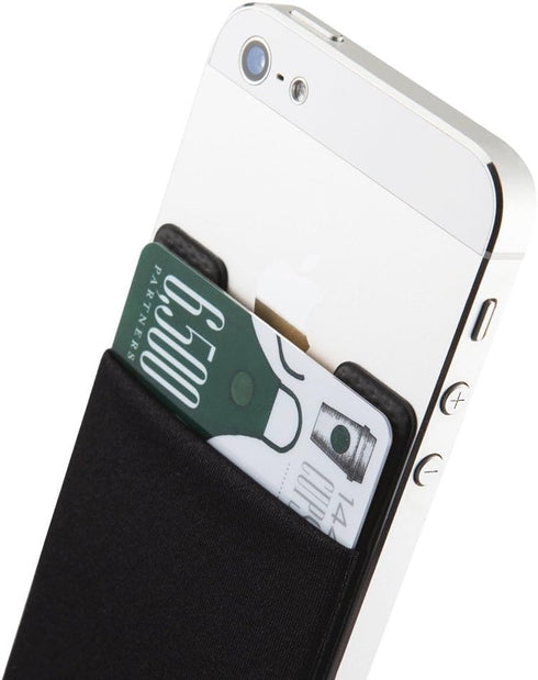 Sinjimoru Basic Cell Phone Wallet Stick on, Card Holder for Back of Phone Working as Adhesive Stretchy iPhone Wallet. Sinji Pouch Basic 2 Black