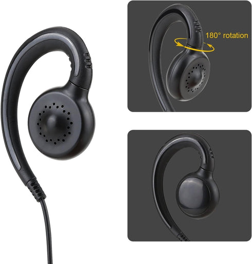 Walkie Talkie Swivel Earpiece with Microphone and PTT, Compatible with Motorola CLS1410, CLS1100 (1 Pack)