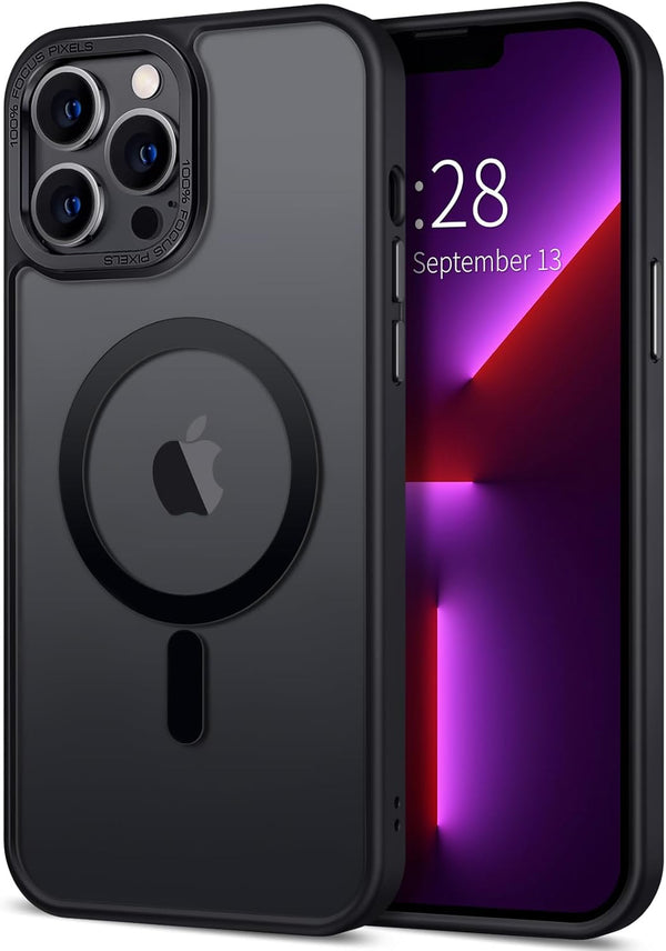 Hython iPhone 13 Pro Max Case - Magnetic Translucent Matte, 6.7", Slim Shockproof Bumper, Frosted Black, MagSafe