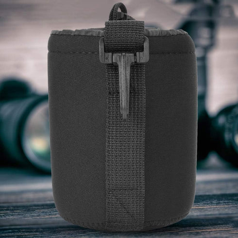 4PCS S M L XL Camera Lens Storage Bag, Portable Neoprene Black Elastic DSLR Lens Cover Pouch Set