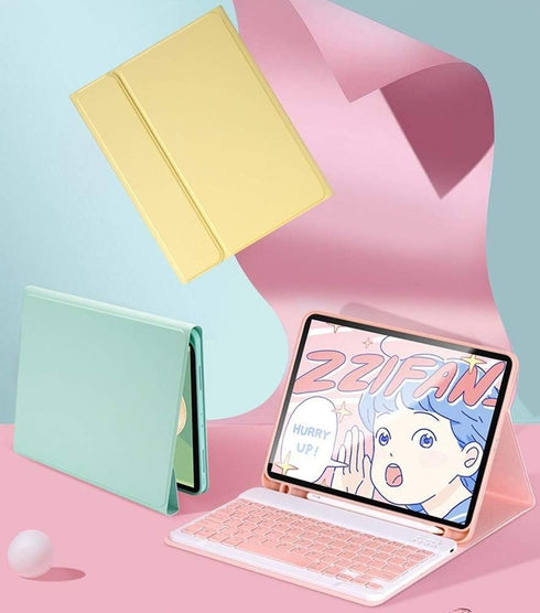 Keyboard Case for iPad Mini 6th Generation, Cute Color Keyboard Cover with Detachable Bluetooth Keyboard, Mint Green