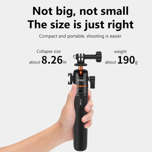VRIG 21.5" 360 13/12/11/10/9,DJI 5 Pro/4,Insta 360 Selfie Stick Tripod for Go Pro with Cold Shoe Mount, Ball Head