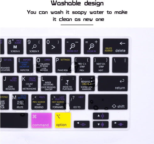 HRH Logic Pro X Shortcuts Hotkey Silicone Keyboard Cover for MacBook Pro 13 inch 2020 and 16" 2019 Models