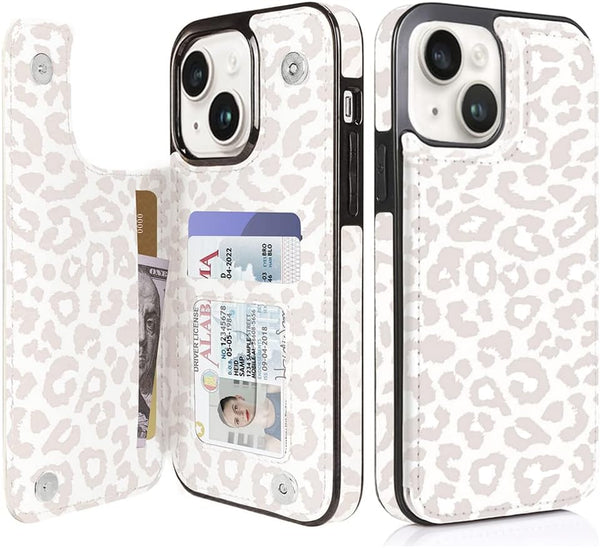 uCOLOR Flip Leather Wallet Case Card Holder for iPhone 13 6.1 & iPhone 14 6.1, Kickstand for Women and Girls (Beige