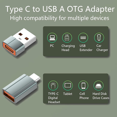 USB to USB C Adapter, USB C Female to USB Male OTG Converter for MacBook, iPad, Desktop, Projector - 2PCS