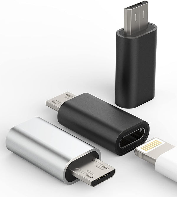 3Pack Compatible Lightning Female to Micro USB Male Adapter for iPhone 7 8 Plus x xr xs, iPad, Samsung Galaxy S7 S6 Edge
