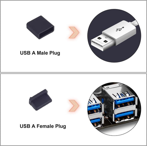 USB Cover Port Plug Caps - 30Pcs Silicone Anti Dust Cover for USB Type-C, Headphone, HDMI, USB Type-A with Cleaning