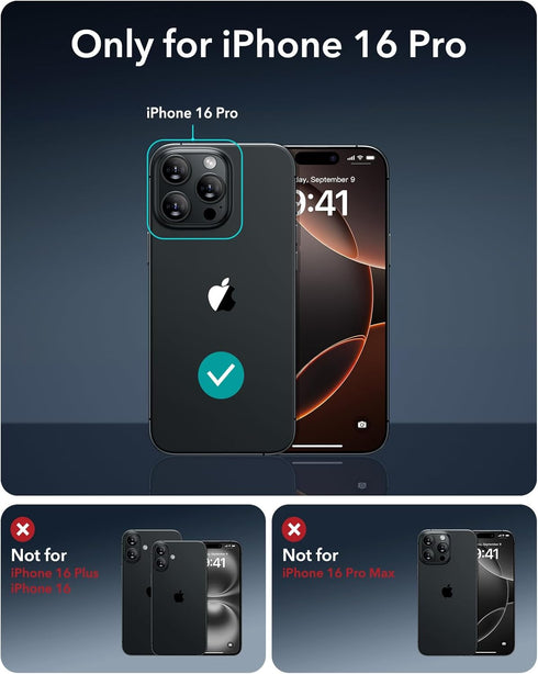 ESR 3 Pack for iPhone 16 Pro Screen Protector - Military Grade Shatterproof Tempered Glass Film