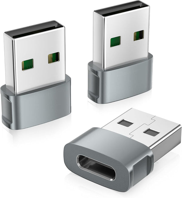 Basesailor USB to USB C Adapter 3 Pack, Type C Female to A Male Car Charger, USBC Converter for iPhone, iWatch, Samsung