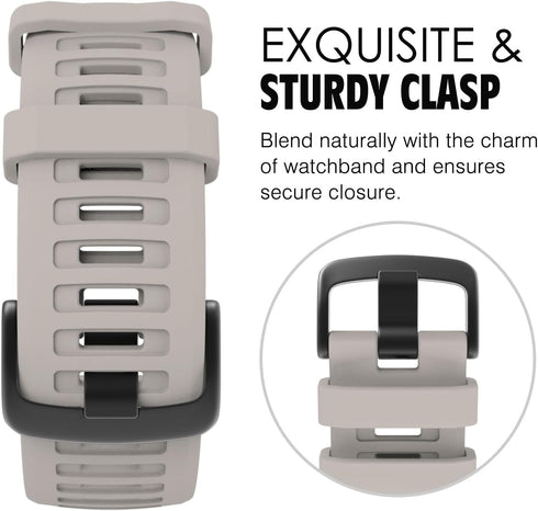 MoKo 2 Pack Silicone Watch Strap for Garmin Instinct Esports/Solar/Tactical, Adjustable Replacement Band (Graphit