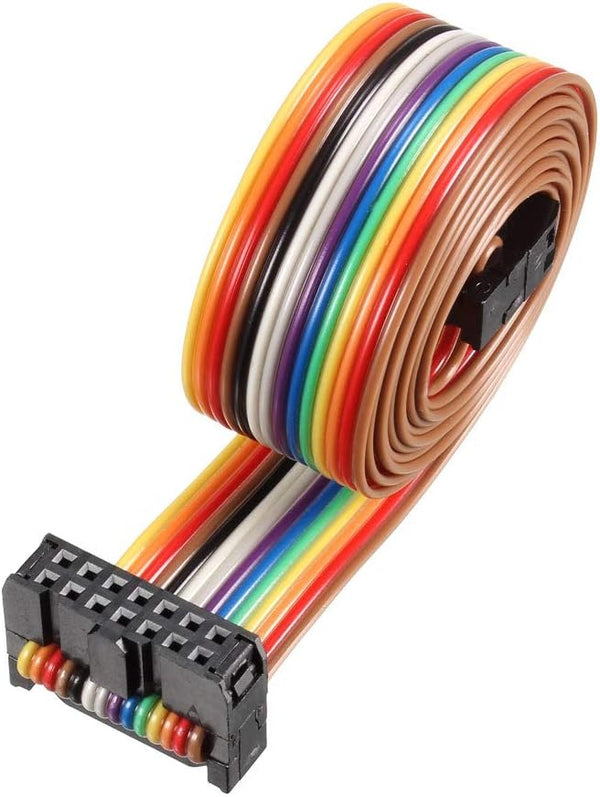 uxcell IDC Rainbow Wire Flat Ribbon Cable, 14P D-type FC/FC Connector, 1m Length