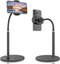 Adjustable Height & Angle Gooseneck Stand - Cell Phone Stand for Desk, Flexible Arm Universal Holder (Black)