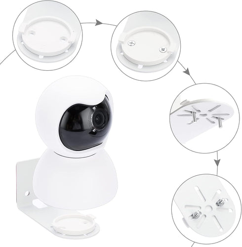 Sumnacon 3PCS Wall Mount Camera Shelf, Metal Small Floating Shelf for Security Cameras and Speakers (White)