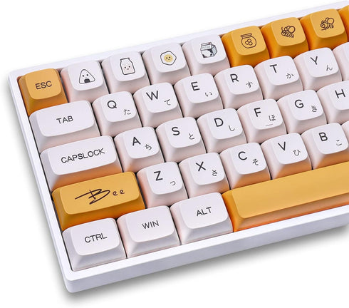 PBT Dye-Sub Keycaps, 138 Keys XDA Profile Honey Milk Keycaps Set, Fit for 61/64/87/104/108 Mechanical Keyboard, Cherry
