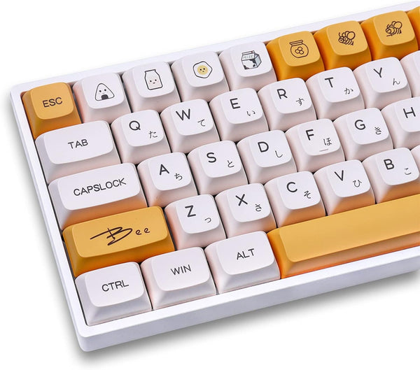 PBT Dye-Sub Keycaps, 138 Keys XDA Profile Honey Milk Keycaps Set, Fit for 61/64/87/104/108 Mechanical Keyboard, Cherry