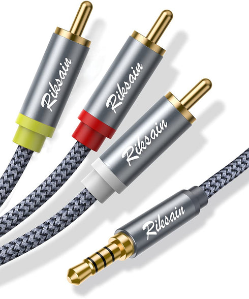 3.5mm to 3 RCA Audio Video Cable, 6.6FT/2M 3.5mm to 3-Male RCA