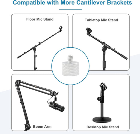 5/8" 1/4" Mic Stand Adapter Female to Male, Microphone Screw Adapter, Thread Conversion Connector for Microphone Mount