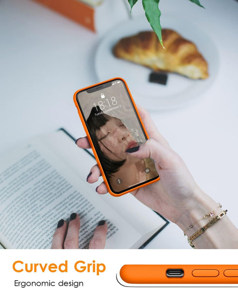 DTTO iPhone XR Case, Orange Ultra Slim Soft Premium Liquid Silicone with Military Grade Drop Protection