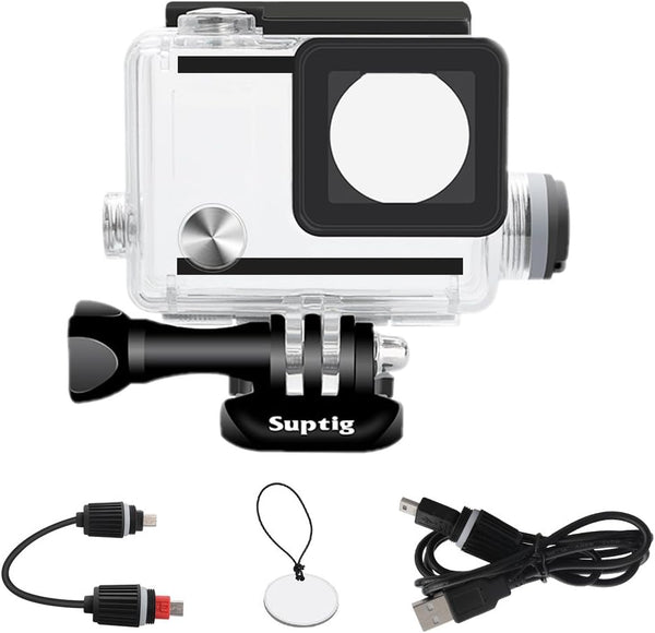Suptig Housing Rechargeable Waterproof Case for GoPro Hero 4/3+/3, Underwater Charge Use up to 131ft (40m)