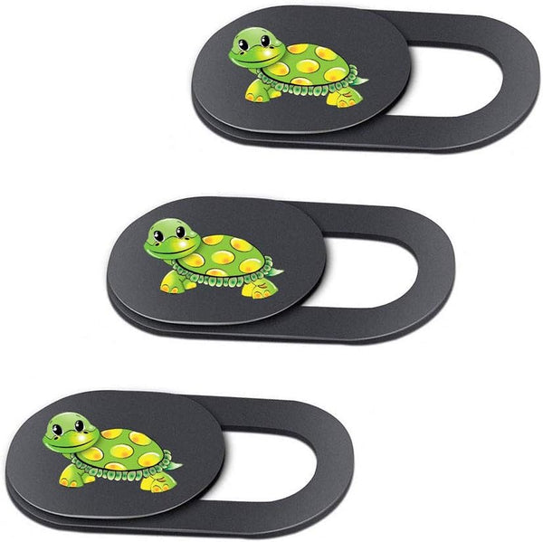3 Pack Laptop Web Camera Cover, Ultra Thin Webcam Slide Turtle Printed for Laptop, Desktop, PC, and Smartphone