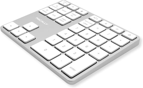 Macally Bluetooth Number Pad for Laptop, Rechargeable Wireless Numeric Keypad, Slim 35 Key Wireless Number Pad for Data