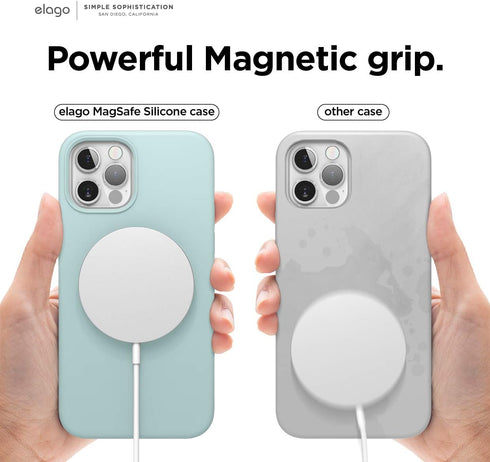 elago Magnetic Silicone Case for iPhone 12 Pro Max (6.7 inch) - Mint, Built-in MagSafe Magnets, Compatible with