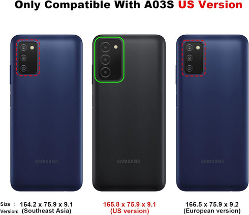 Samsung Galaxy A03s Phone Case, Shockproof Silicone Slim Cover, Durable TPU Dual Layer Drop-Proof Cover Black