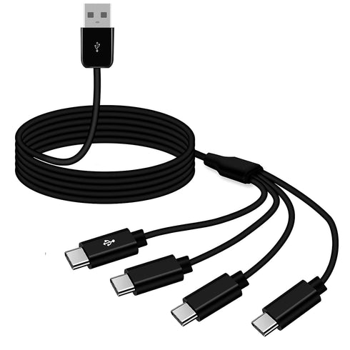 USB A 2.0 to C Splitter Charging Cable, 4-in-1 USB Type C Charger Power Sync Date Cable, 1.5M/4.92FT