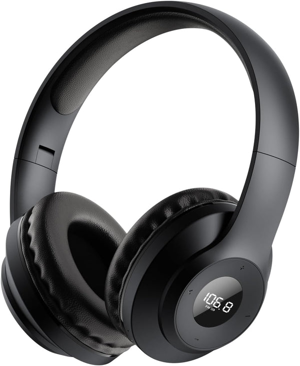 X5 Rechargeable FM Radio Headphones with Best Reception, LED Display, Soft Ear Muffs, FM Headset Radio Receiver for