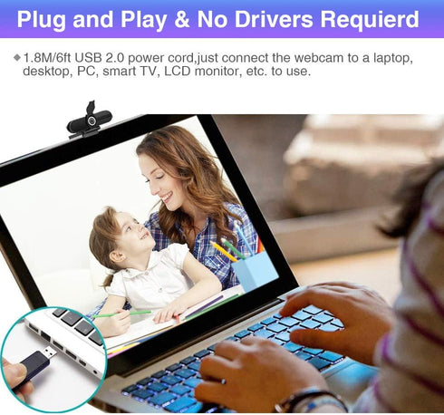 HDZIYU 4K 8MP Webcam with Microphone and Tripod, USB Web Camera for PC and Laptop, Widescreen for Video Calling