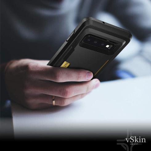 VENA Galaxy S10 Wallet Case - vSkin Slim Credit Card Holder Case Cover Designed for Samsung S10 - Black