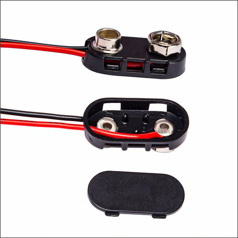 9 Volt Battery Connectors,6 Pcs I-Type 9v Battery Connector Buckle Connector Hard Plastic Shell,9 Volt Battery Connectors with Wires 5.9in