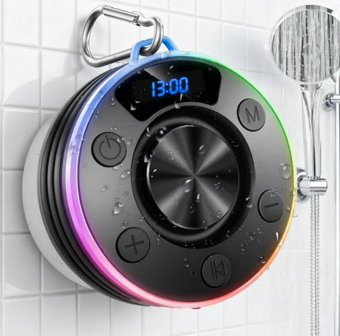 Dyurwa Bluetooth Speaker, Shower Speaker Portable with Hook, IPX7 Waterproof Bluetooth Speakers with