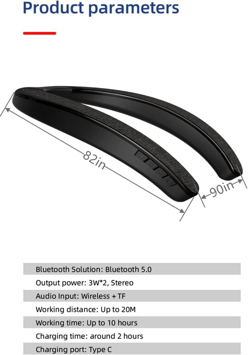 Neck Speaker, Bluetooth 5.3 Neckband Speakers with Built-in Mic, True 3D Stereo Surround Sound (Black)