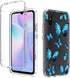 Xiaomi Redmi 9A M2006C3LG/9i M2006C3LII Case with Floral TPU & Tempered Glass Screen Protector - Slim Protective Armor.