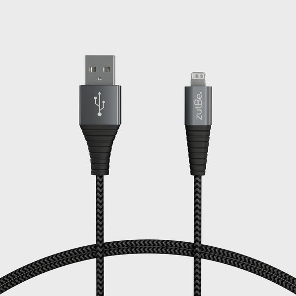 MFi Certified Shield Silver&Black Lightning Cable, 6 Ft Reinforced Kevlar Charger for iPhone 12, SE, 11, X, 8, 7, 6,