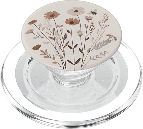 Flower Grips Boho Floral Tan Beige Flower PopSockets PopGrip for MagSafe