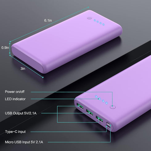 Feob 36800mAh Pack,4 2 17/16/15/14/13/12,Galaxy S24 Portable Charger Power Bank,PD Fast Charging USB C External Battery