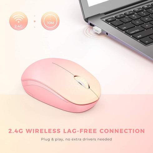seenda Wireless Mouse - 2.4G Noiseless Mouse with USB Receiver for PC, Tablet, Laptop, Gradient Pink