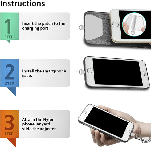 SS Phone Lanyard, Adjustable Detachable Neck Strap with Phone Patch for Any Cell Phone Smartphones, Grey.